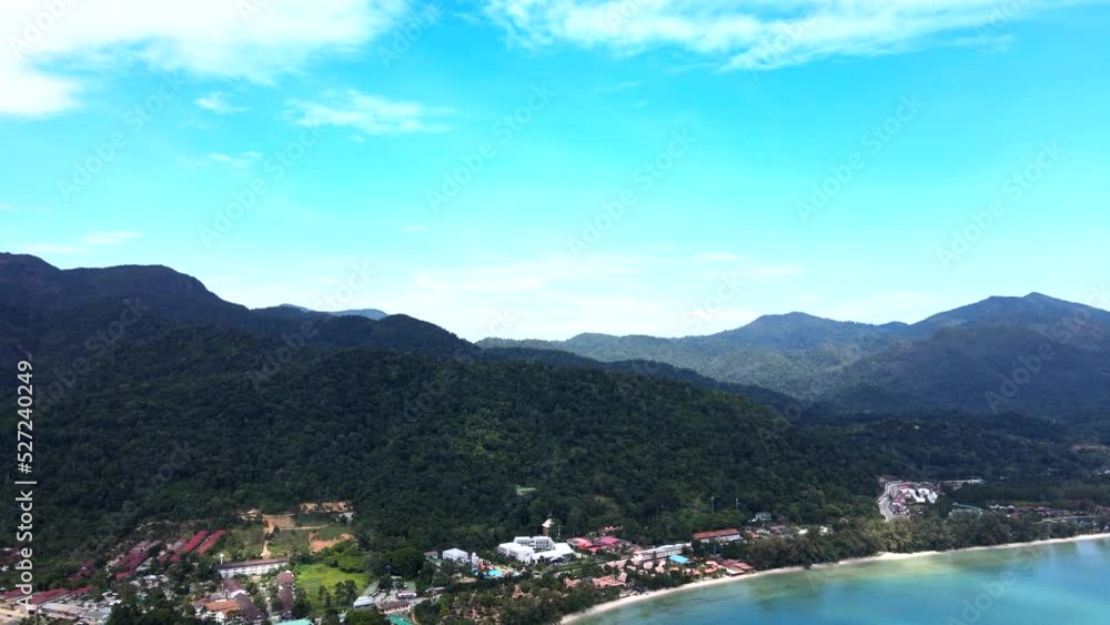 Move camera Aerial drone shot panorama view, beautiful mountain scenery bright sky. Move camera Aerial drone shot panorama view, beautiful mountain scenery bright sky.