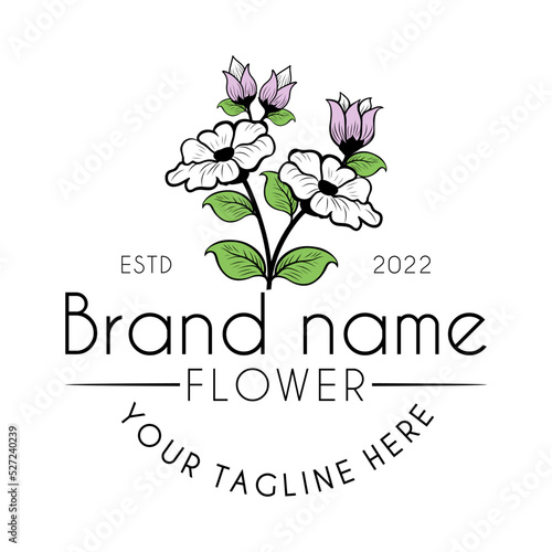 floral logo design in minimalist line style.for cosmetics, beauty products, treatments, salons, spas, therapy, health and more.