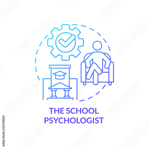 School psychologist blue gradient concept icon. Who should participate in student mental health abstract idea thin line illustration. Counseling. Isolated outline drawing. Myriad Pro-Bold font used