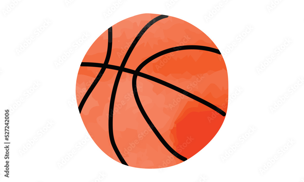 Basketball ball watercolor vector illustration vector isolated on white background. Simple basketball ball cartoon clipart. Basketball drawing style