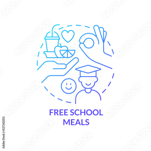 Free school meals blue gradient concept icon. Increase school lunch participation abstract idea thin line illustration. State funding. Isolated outline drawing. Myriad Pro-Bold font used