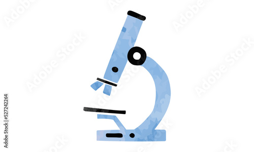 Minimalist microscope watercolor hand drawn vector illustration isolated on white background. Laboratory magnifier watercolor. Doodle colored microscope clipart. Science supplies