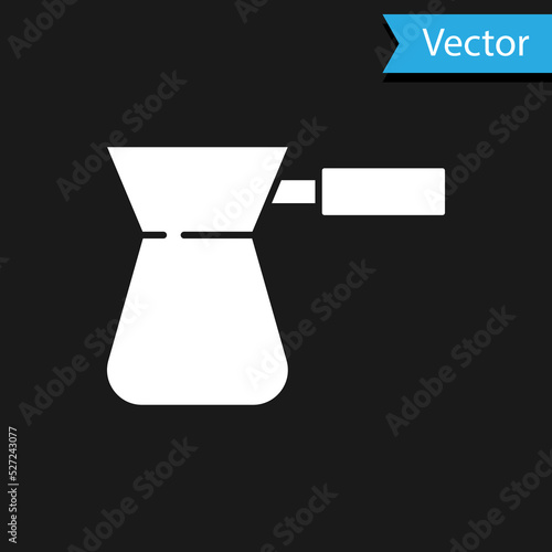 White Coffee turk icon isolated on black background. Vector