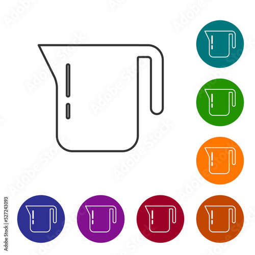 Black line Coffee pot icon isolated on white background. Set icons in color circle buttons. Vector