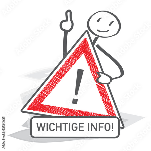 Wichtige Information - Strichmännchen hält Schild mit Ausrufezeichen photo