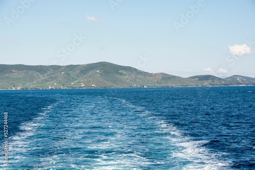 Beautiful blue sea, Cruise from Amaliapoli to Skiathos in Greece photo