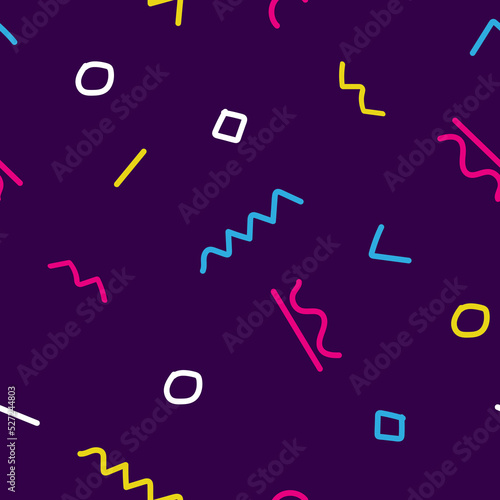 Seamless pattern background with colorful cute vector memphis