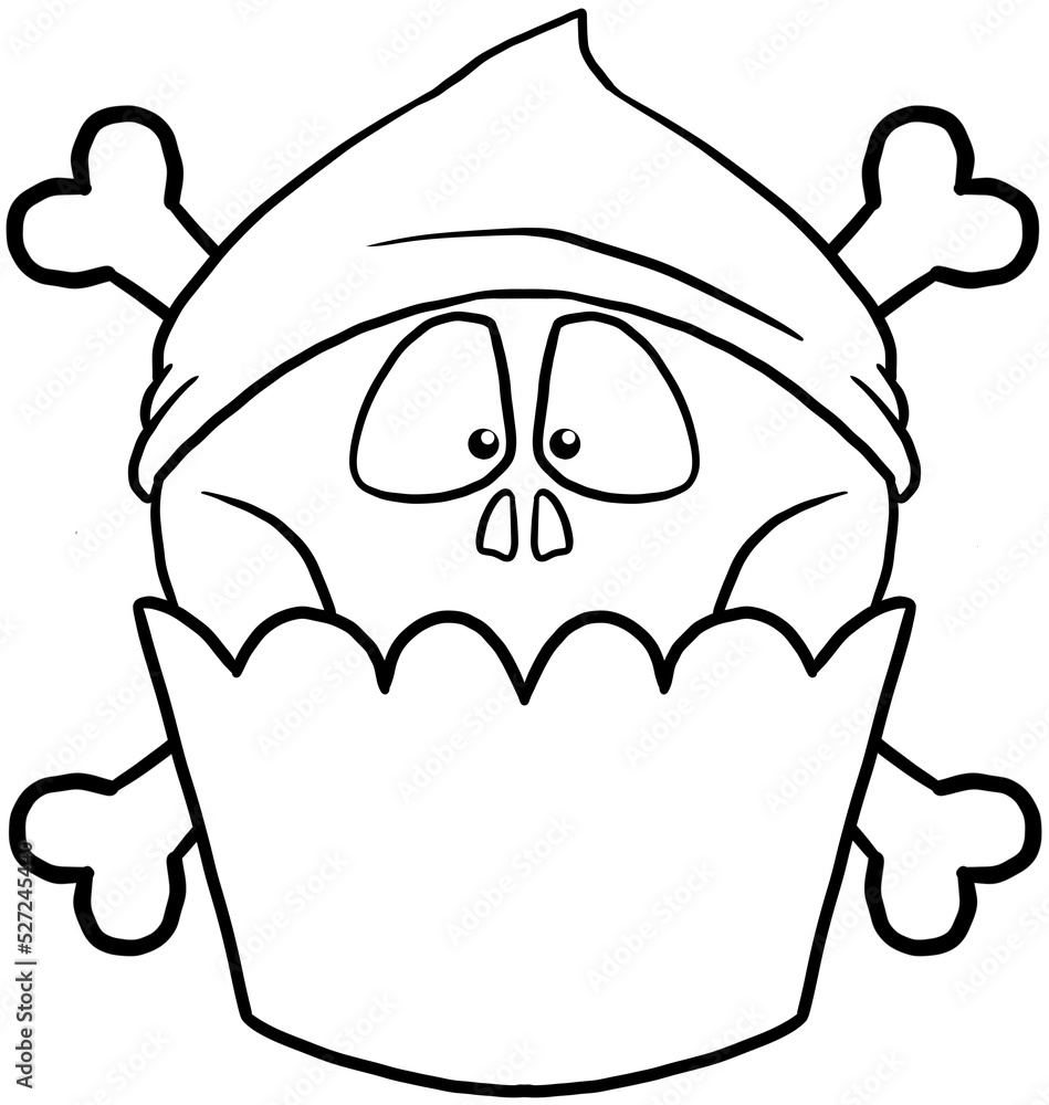 skull pirate skeleton cartoon halloween cupcake coloring skull pirate skeleton cartoon halloween cupcake coloring