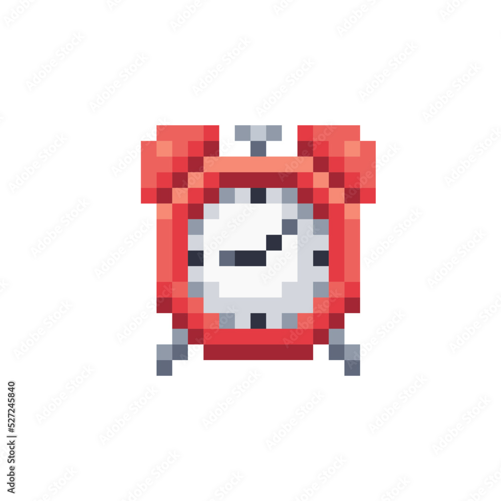 Alarm clock pixel art icon. Design for logo, web, mobile app, sticker