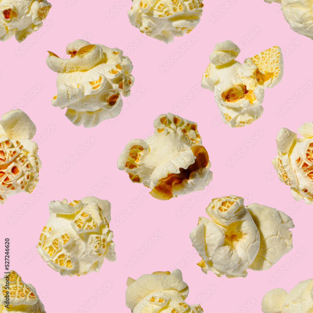 seamless pattern - popcorn. popcorn on a pink background, pattern for designer. packing design background seamless pattern - popcorn. popcorn on a pink background, pattern for designer. packing design background