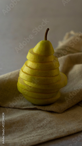 pear cut into pieces and put back together