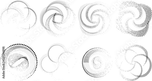 Fototapeta Naklejka Na Ścianę i Meble -  Grunge lines in Circle Form . Spiral Vector Illustration .Textured round Logo . Design element . Abstract Geometric circular shapes .Rotating grunge radial line. Concentric circles