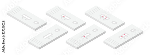 Set of rectangle pregnancy test results isometric vector illustration. Pregnancy positive and negative test 1 stripe, 2 stripes flat design clipart. Female reproductive, planning of pregnancy concept