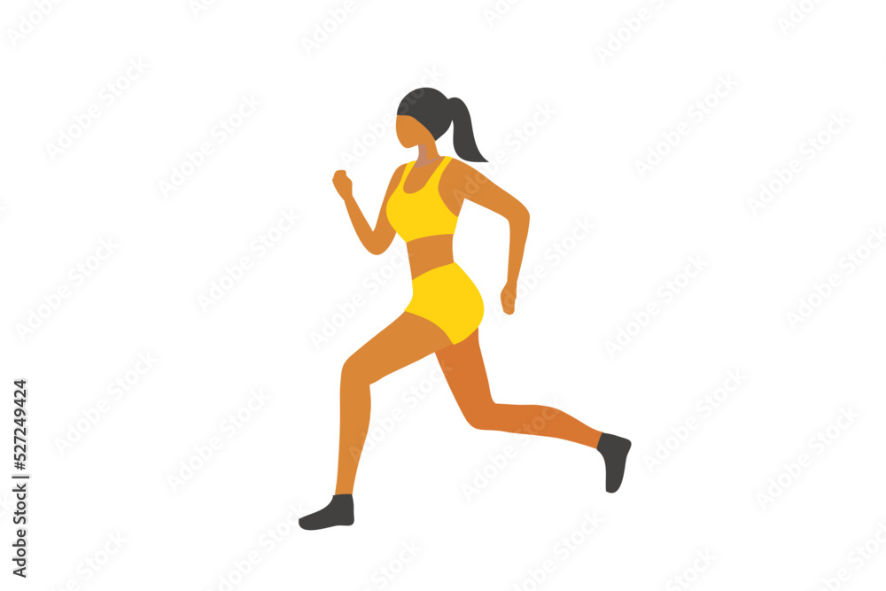 Running healthy woman isolated vector illustration. Health care concept