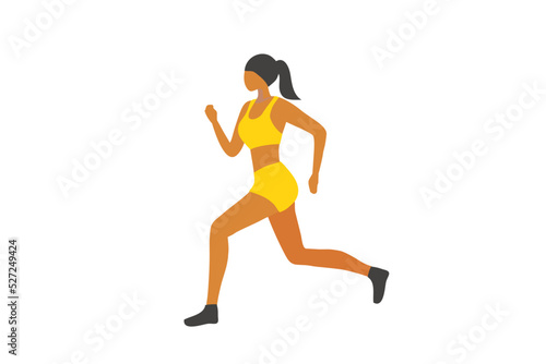 Running healthy woman isolated vector illustration. Health care concept