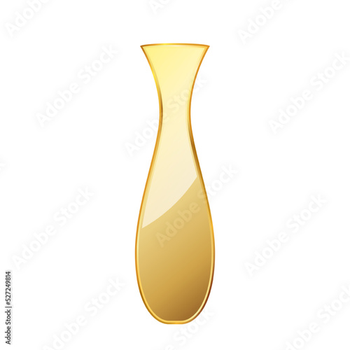Golden vase. Shiny gold vase isolated on white background. Vector illustration.