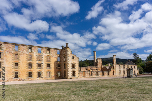 The penitentiary at Port Arthur with a blue sky and white clouds
