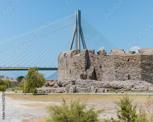 View of Charilaos Trikoupis bridge through the castle of Rio photo