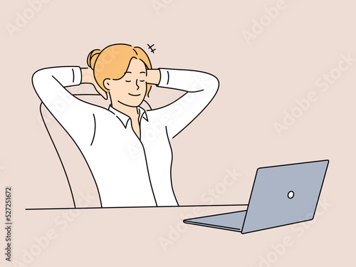 Happy businesswoman relax in office 