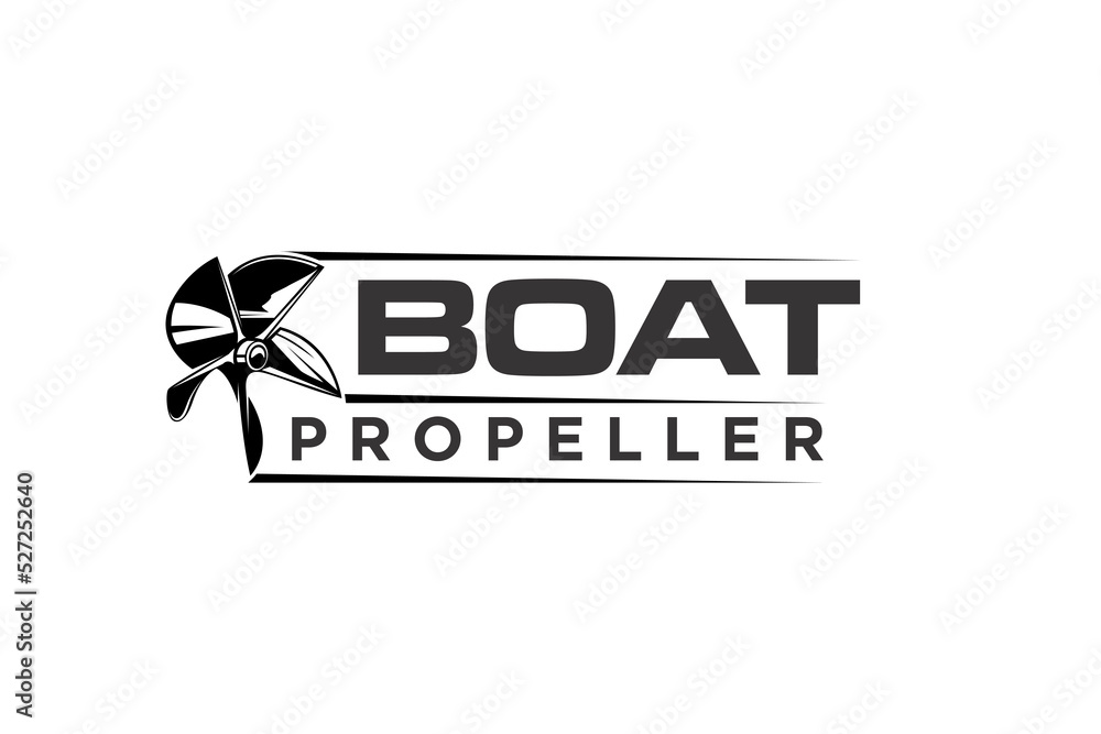 Boat screw propeller logo design silhouette icon symbol automotive industry - obrazy, fototapety, plakaty 