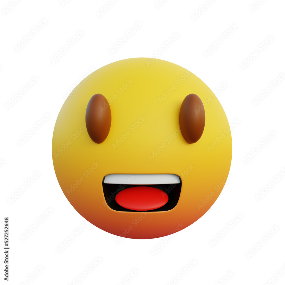 3d illustration emoticon happy expression with big eyes 3d illustration emoticon happy expression with big eyes