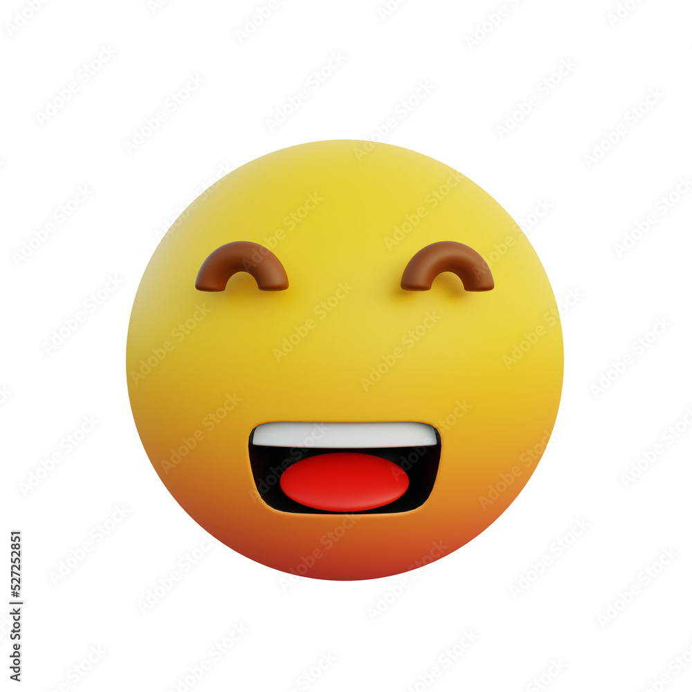 Fototapeta premium 3d illustration laughing expression emoticon with eyes closed