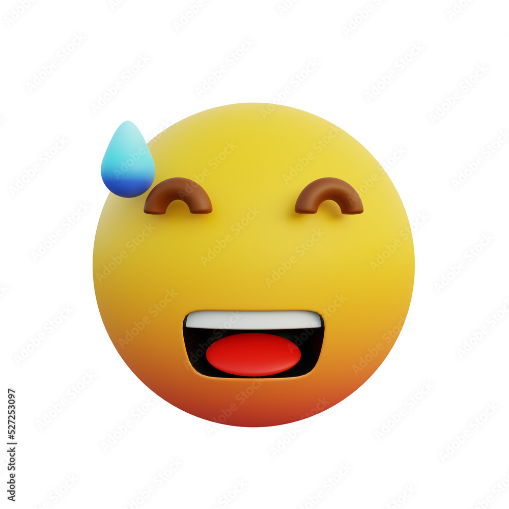 Fototapeta premium 3d illustration emoticon smiling expression but sweating