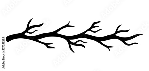 Halloween doodle decorative line frame isolated. Hand drawn vector spooky element of trees, autumn branche