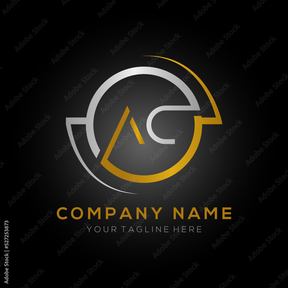 letter AC Logo Design Vector Template. Initial Gold And Silver Letter