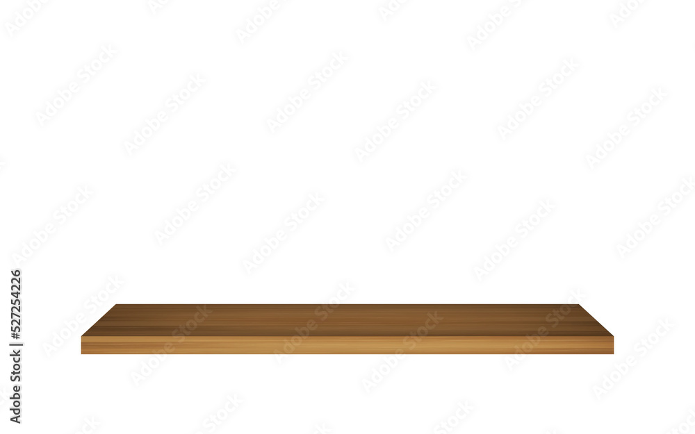 Wooden shelf. Product store. Exhibition object background.