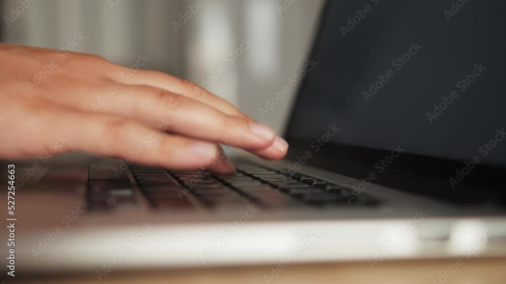 Woman freelancer working on laptop at home office. Close up of hands use laptop. Woman freelancer working on laptop at home office. Close up of hands use laptop.