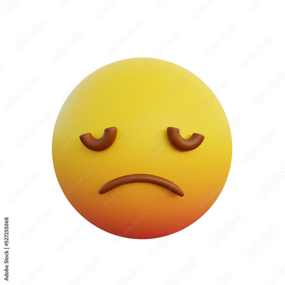Fototapeta premium 3d illustration sad face and closed eyes emoticon