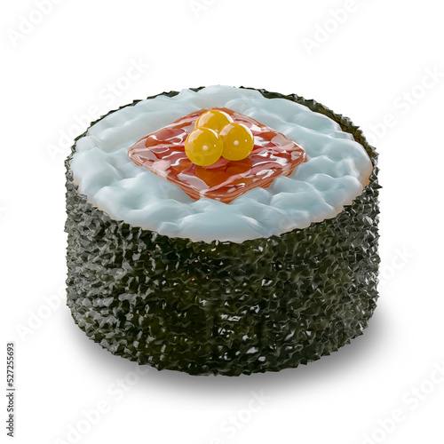 3d render illustration of Japanese food sushi with fmeet ish egg