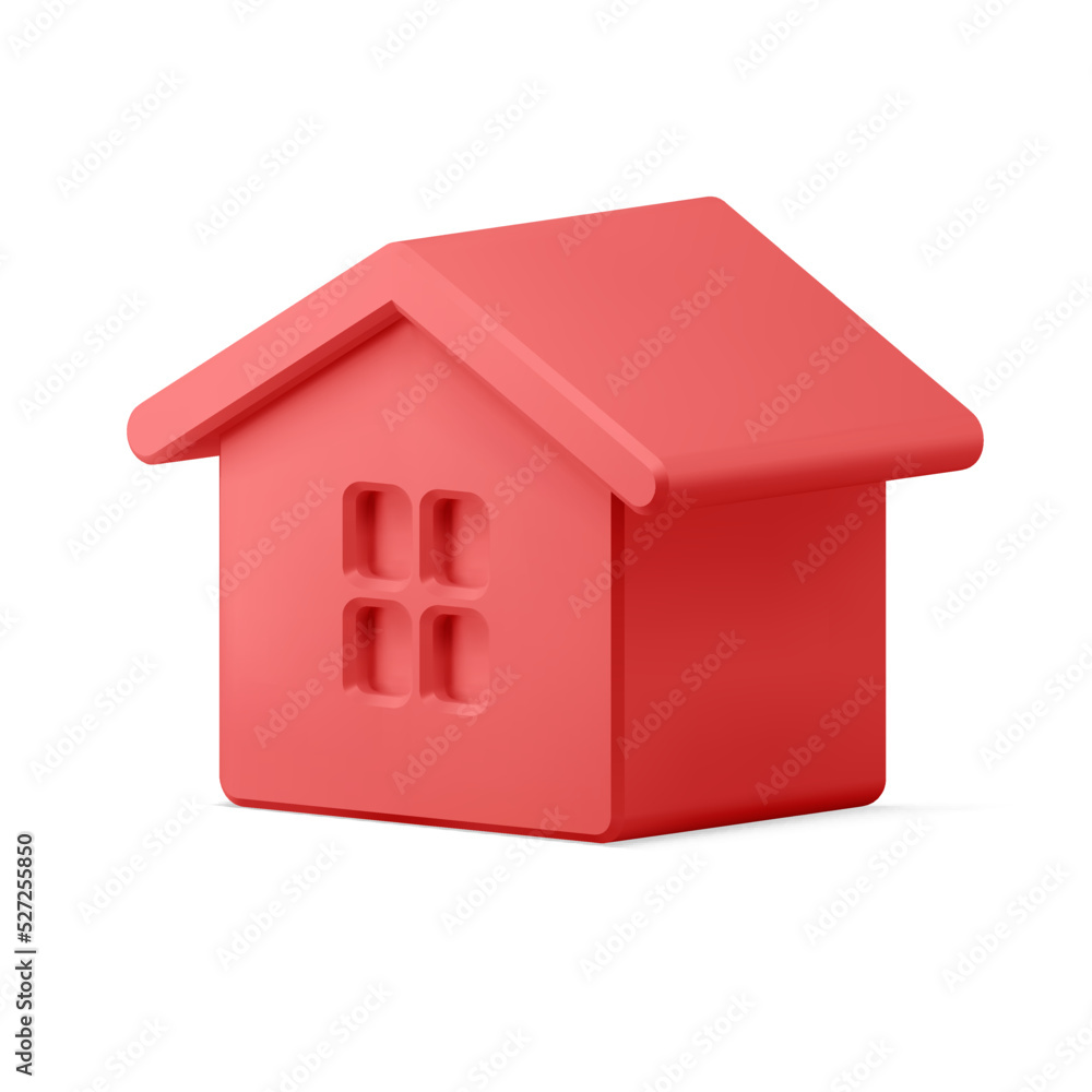 Red house toy luxury decorative design 3d isometric vector illustration. Realistic template Red house toy luxury decorative design 3d isometric vector illustration. Realistic template
