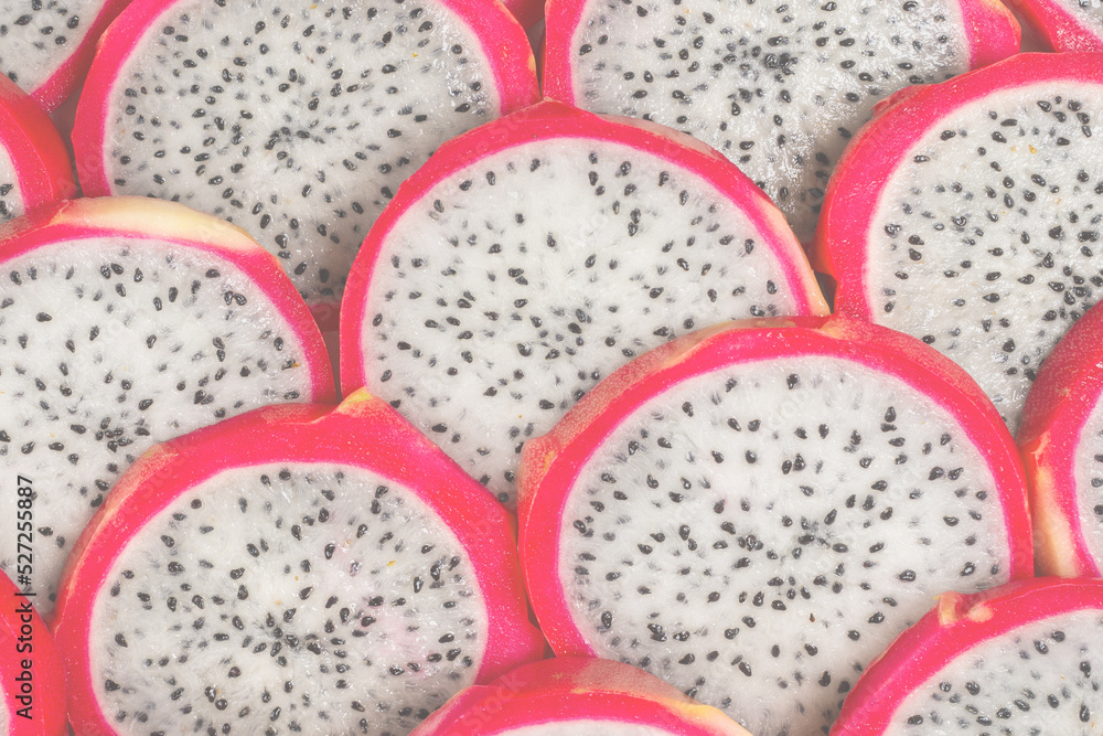 Sweet tasty dragon fruit or pitaya slices. Sweet tasty dragon fruit or pitaya slices.