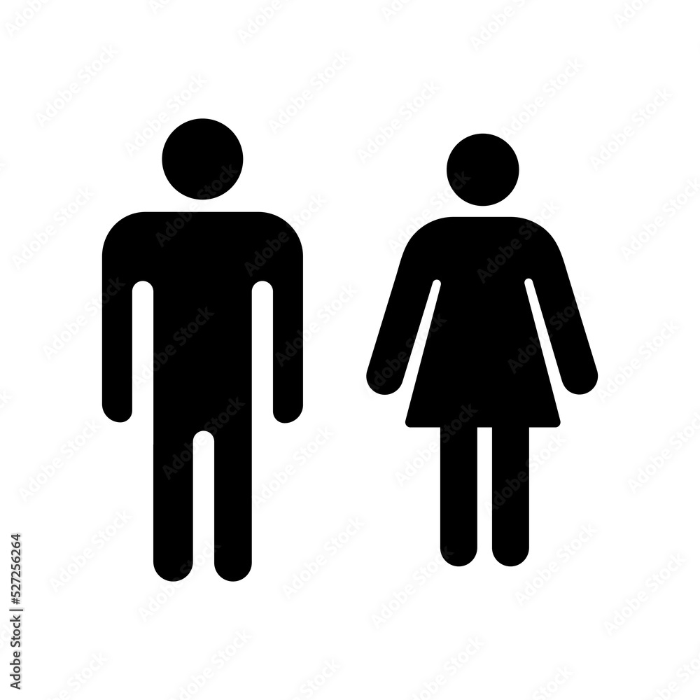Man and Woman vector symbol black pictogram icon isolated on white background Man and Woman vector symbol black pictogram icon isolated on white background