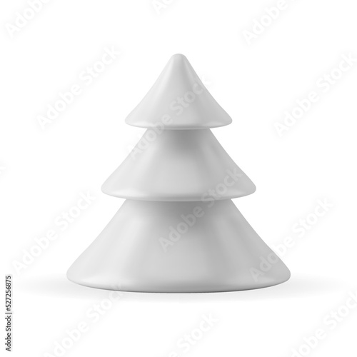 Elegant classic white spruce Christmas decorative design glossy reflection bauble 3d realistic