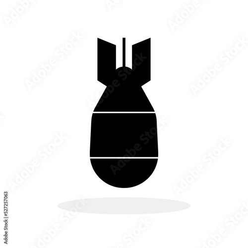 Air bomb icon. Black vector illustration. Atomic or nuclear bomb icon