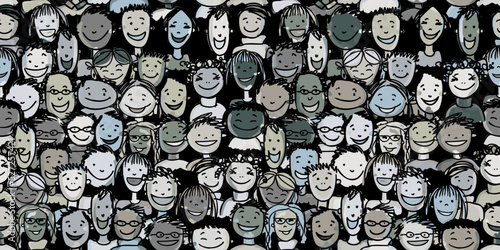 Group of people, community. Social network. Team of employees. Seamless pattern background for your design. Vector illustration