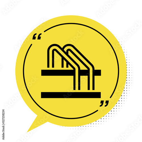Black Bicycle parking icon isolated on white background. Yellow speech bubble symbol. Vector