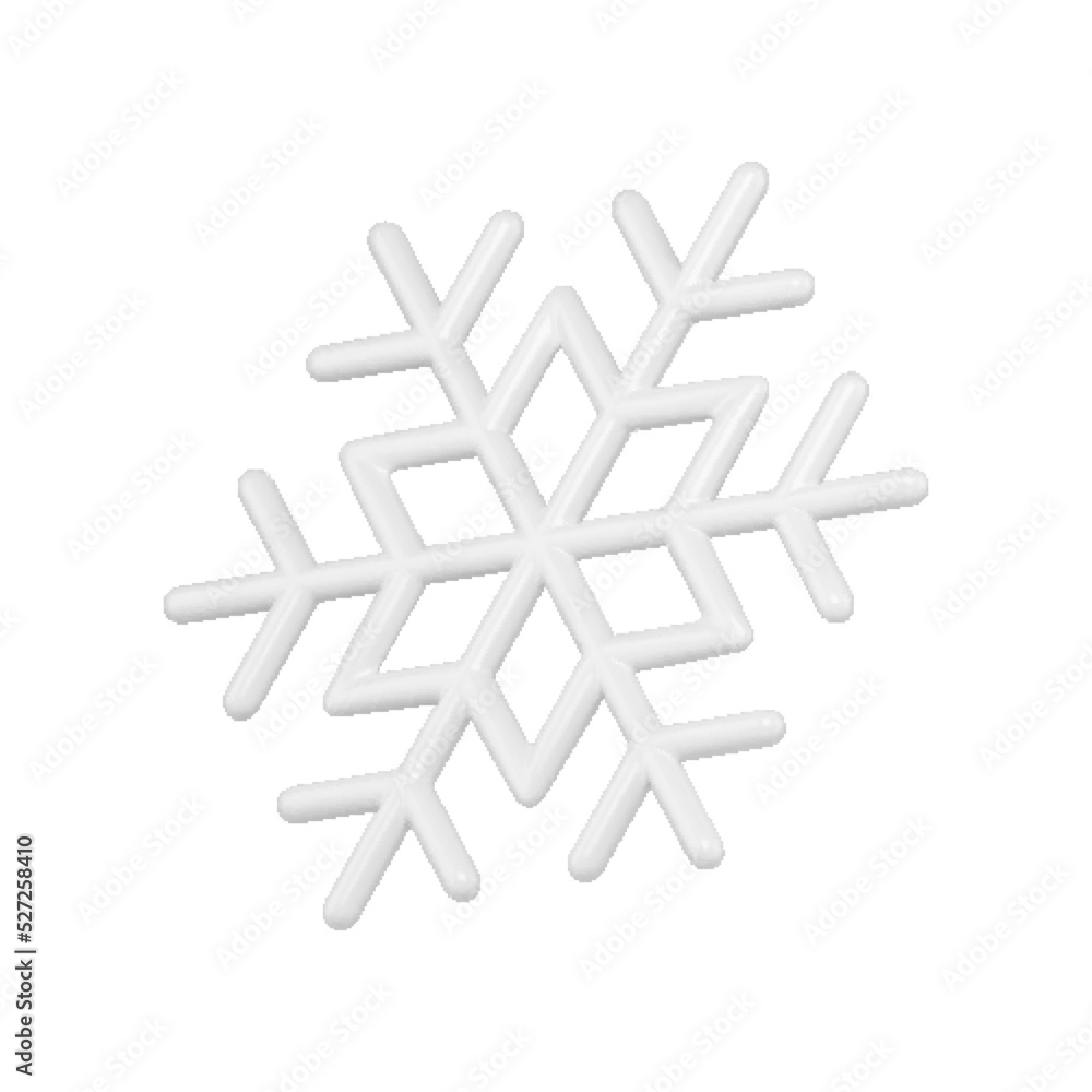 Elegant glossy metallic or glass clean surface white isometric ornamental snowflake 3d vector Elegant glossy metallic or glass clean surface white isometric ornamental snowflake 3d vector