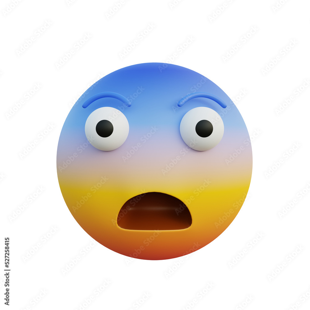 3d illustration emoticon expression fearful face 3d illustration emoticon expression fearful face