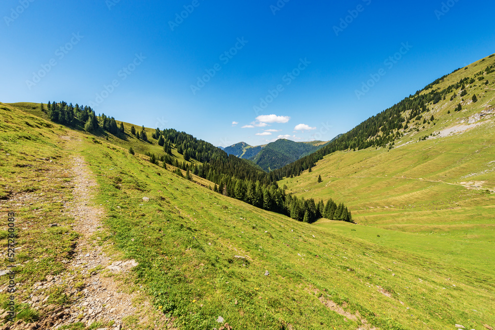 Landscape of the Carnic Alps near the Osternig or Oisternig Mountain Peak, Italy-Austria Border. Ugovizza, Malborghetto-Valbruna municipality, Friuli-Venezia Giulia, Udine province, Italy, Europe.