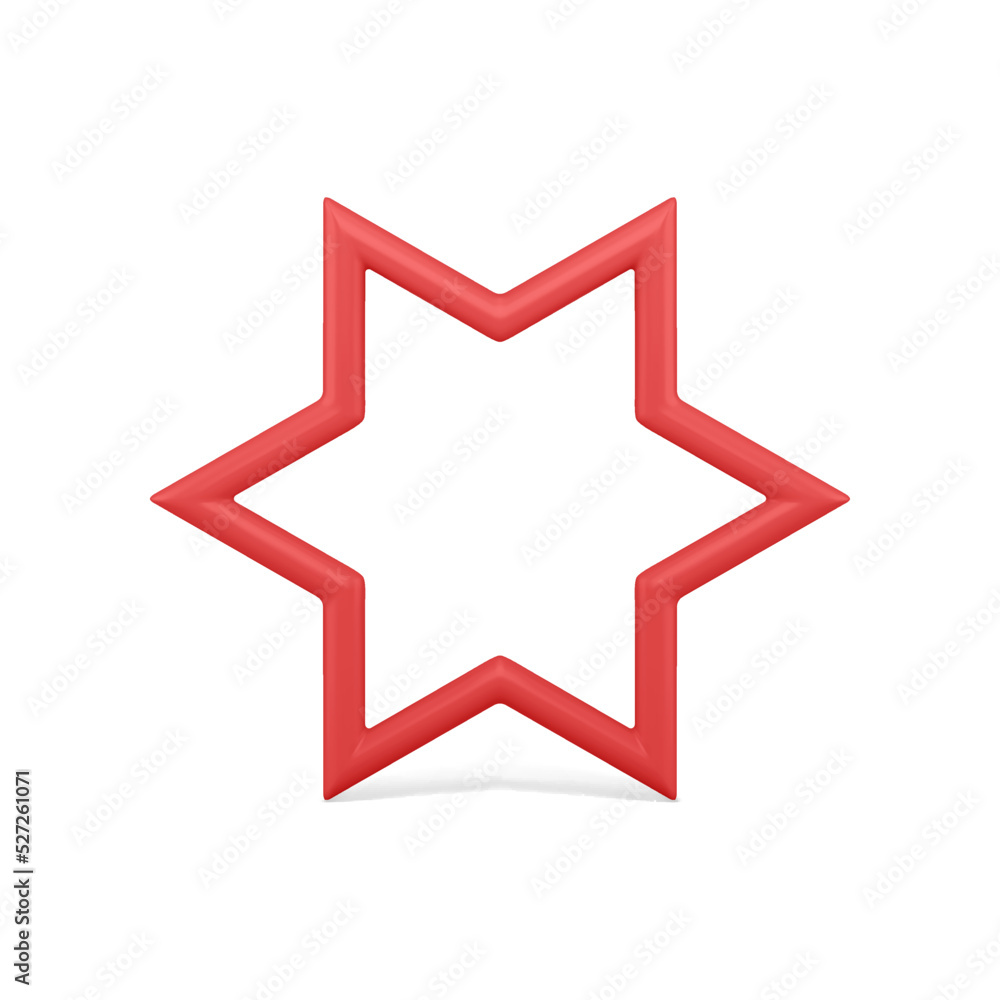 Shining red Christmas bauble six pointed star contoured design for fir tree decor realistic vector Shining red Christmas bauble six pointed star contoured design for fir tree decor realistic vector