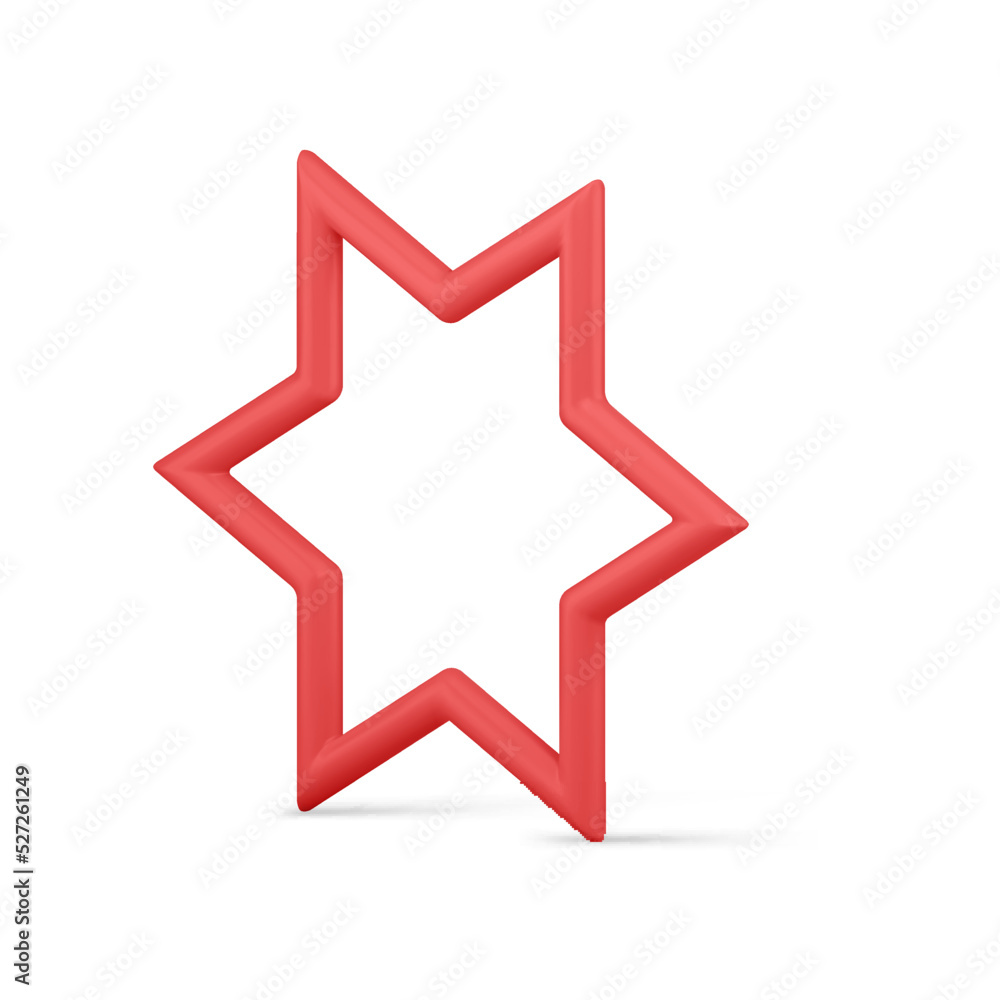 Classic six pointed red star festive holiday decor bright Christmas tree bauble realistic vector Classic six pointed red star festive holiday decor bright Christmas tree bauble realistic vector