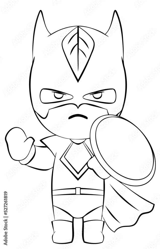 Cartoon-style superhero for coloring