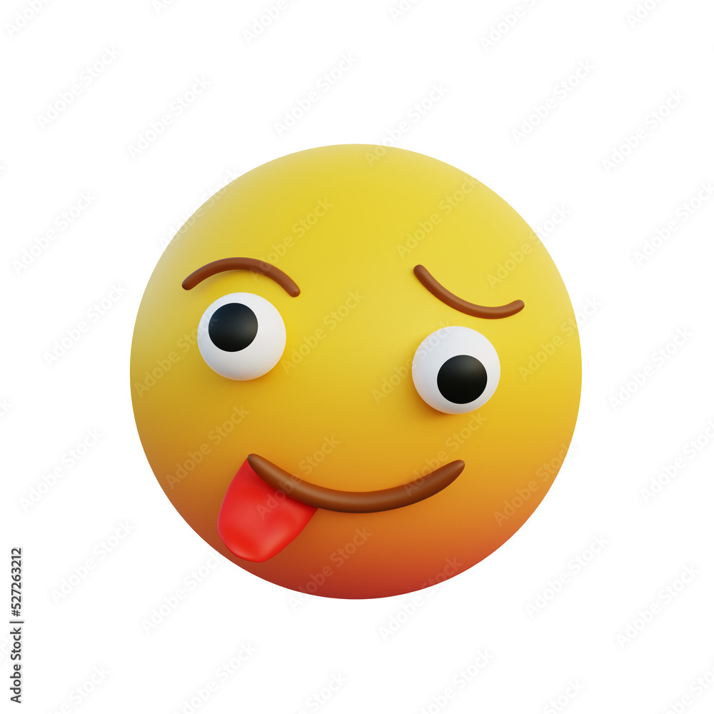 Fototapeta premium 3d illustration emoticon expression silly face sticking out tongue