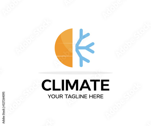 Climate control, Meteorology balance logo design. House climate control system, change temperature, home air conditioning, cooling or heating vector design and illustration.
