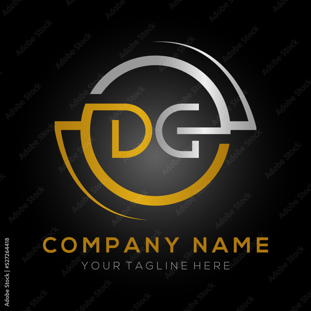 letter DG Logo Design Vector Template. Initial Gold And Silver Letter Design DG Vector Illustration With Black Background. letter DG Logo Design Vector Template. Initial Gold And Silver Letter Design DG Vector Illustration With Black Background.