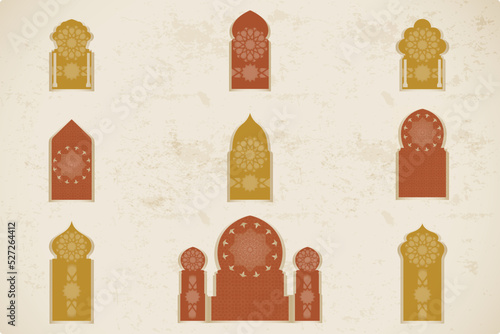 Islamic Arabic Windows. Geometric Islamic Pattern with colorful arabesque shapes.